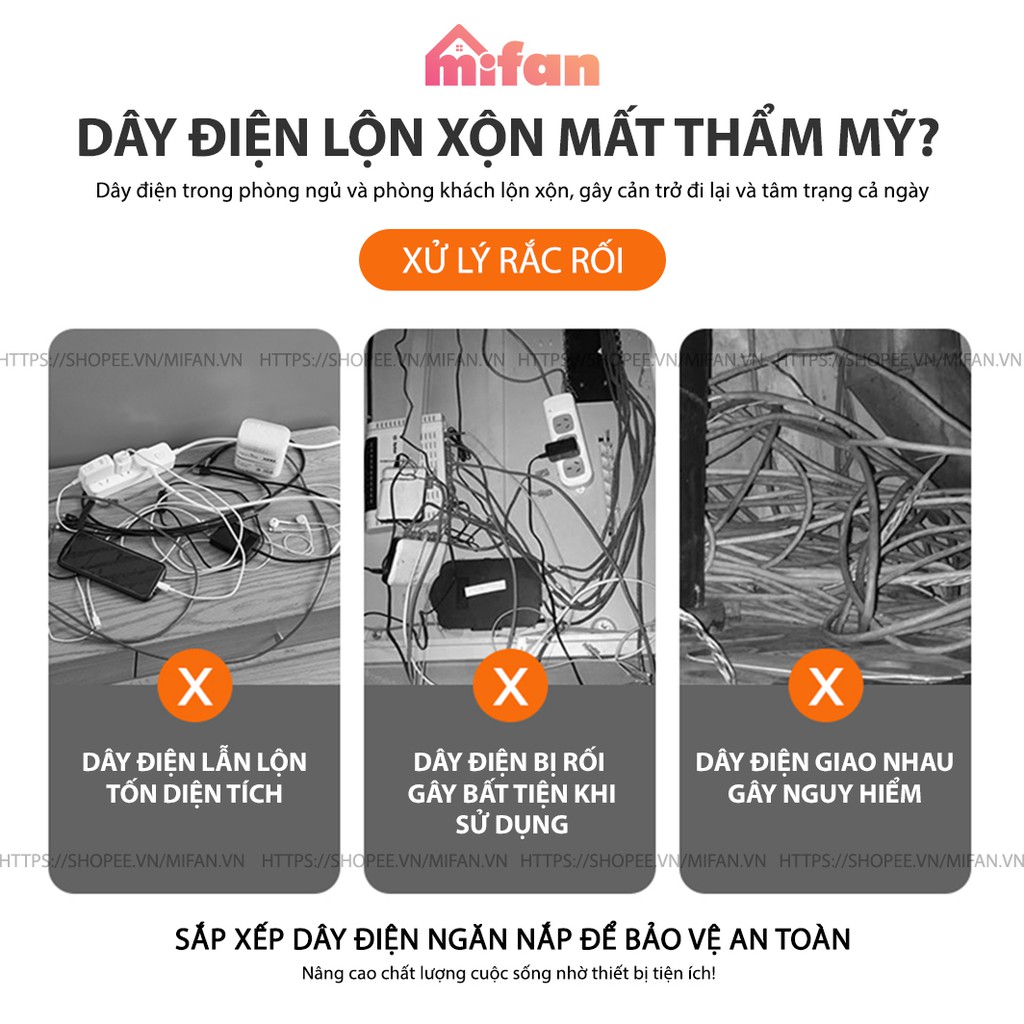 Bộ miếng dán đi dây điện 16 cái cỡ to kẹp 2-3 dây - Kẹp cố định dây điện dán tường - Kẹp giữ dây điện, cáp mạng - MIFAN