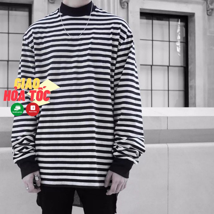 Áo thun nam oversized longtee sọc Tay Dài