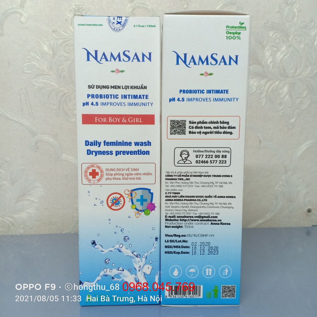 Dung dịch phụ khoa NAMSAN dùng cho cả nam & nữ không gây kích ứng da và niêm mạc
