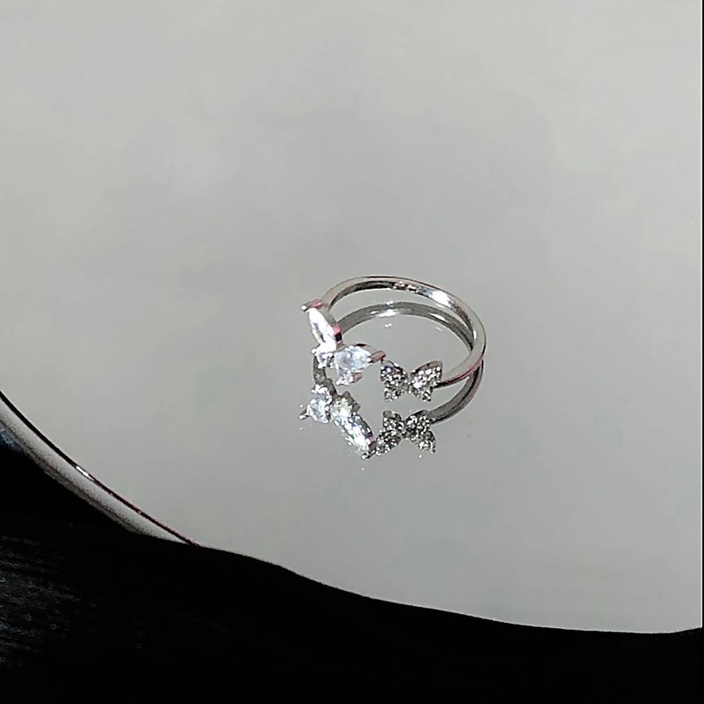 Nhẫn Hở Hình Bướm Đính Đá Zircon Có Thể Điều Chỉnh Kích Thước