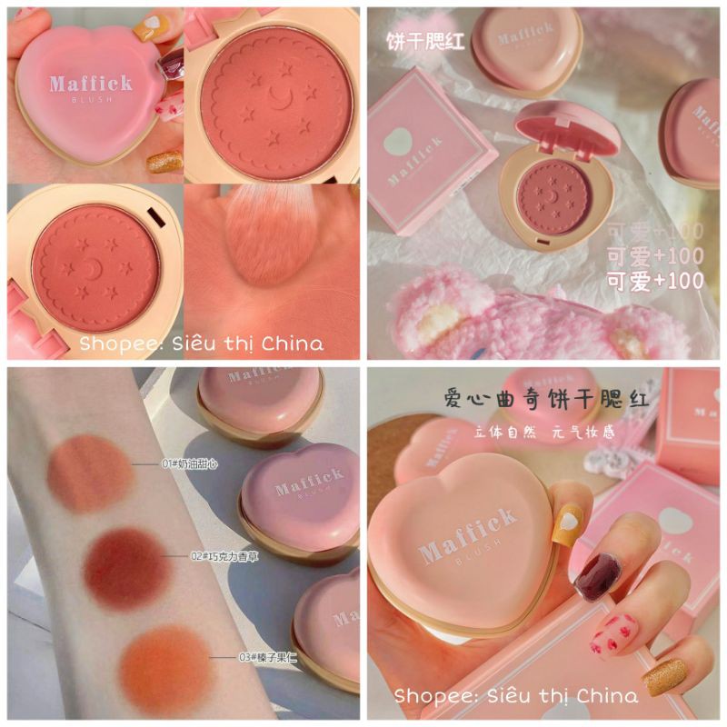 HOT TAOBAO — Phấn Má Hồng MAFFICK BLUSH Trái Tim Khiến Nàng Trở Nên Dễ Thương, Phấn Má Hồng Kiềm Dầu Siêu Mịn