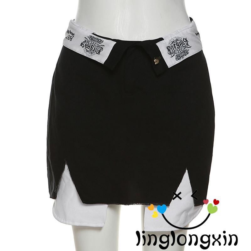 Linglongxi2 Chân Váy Mini Dáng Ôm Eo Cao Cài Khóa Kéo Phối Kiểu Cách Thích Hợp Cho Tiệc Tùng Đi Hộp Đêm