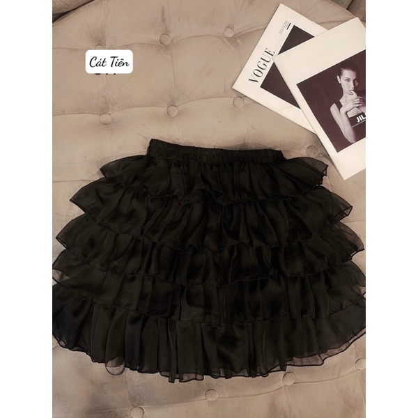 Chân váy tơ tầng phối gì cũng xinh