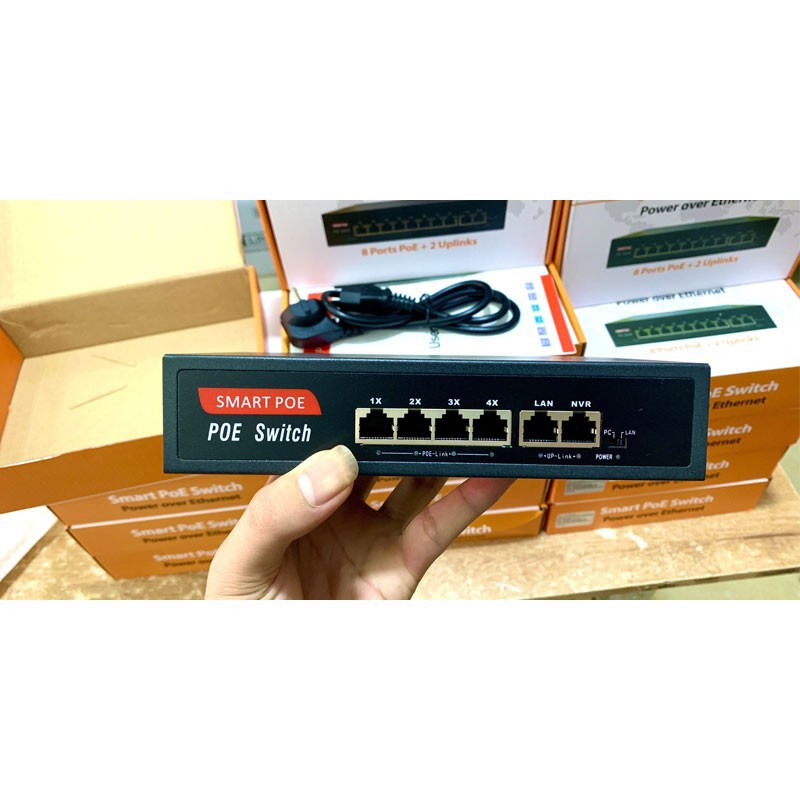 Switch Smart 4 Port POE + 2 Uplink 10/100Mbps SW4K Cấp Nguồn Qua Mạng