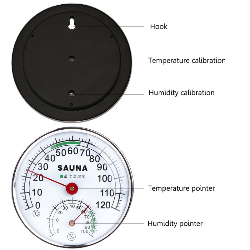 Máy Đo Độ Ẩm Cho Phòng Xông Hơi 0-120 Dùng Trong Nhà Kính / Xe Hơi / Phòng Xông Hơi°C Đôi Găng Tay Nhẹ Nhàng Độ Chính Xác Cao