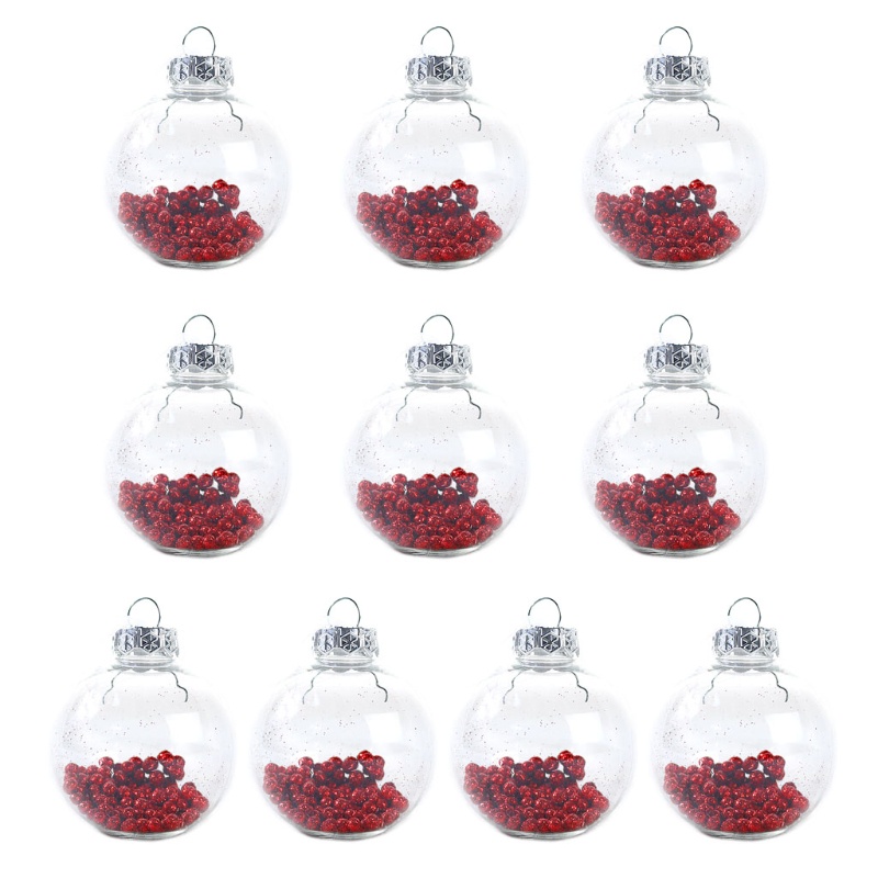 Set 10 Quả Bóng Trong Suốt Nhiều Màu Trang Trí Cây Thông Noel