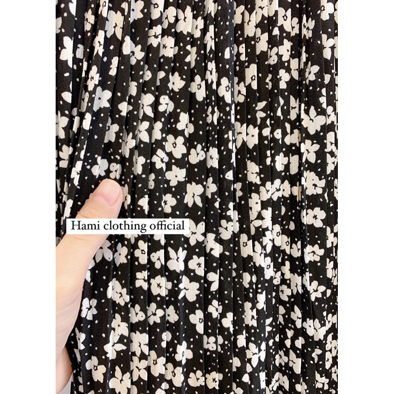 Chân váy hoa nhí xếp ly 2 lớp chất voan lụa Hàn Quốc cao cấp mềm mát, chống nhăn | BigBuy360 - bigbuy360.vn