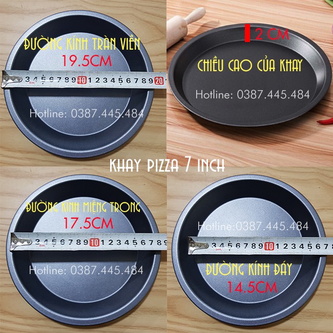 Khay nướng bánh pizza có lớp chống dính 16cm - 18cm - 20cm - 22cm - 24cm - 26cm