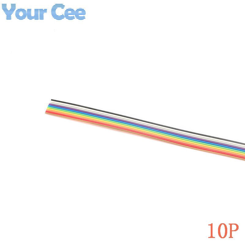 Cuộn dây cáp dẹt màu cầu vồng 1.27mm 10 chiều 10 pin dài 5m cho PCB DIY