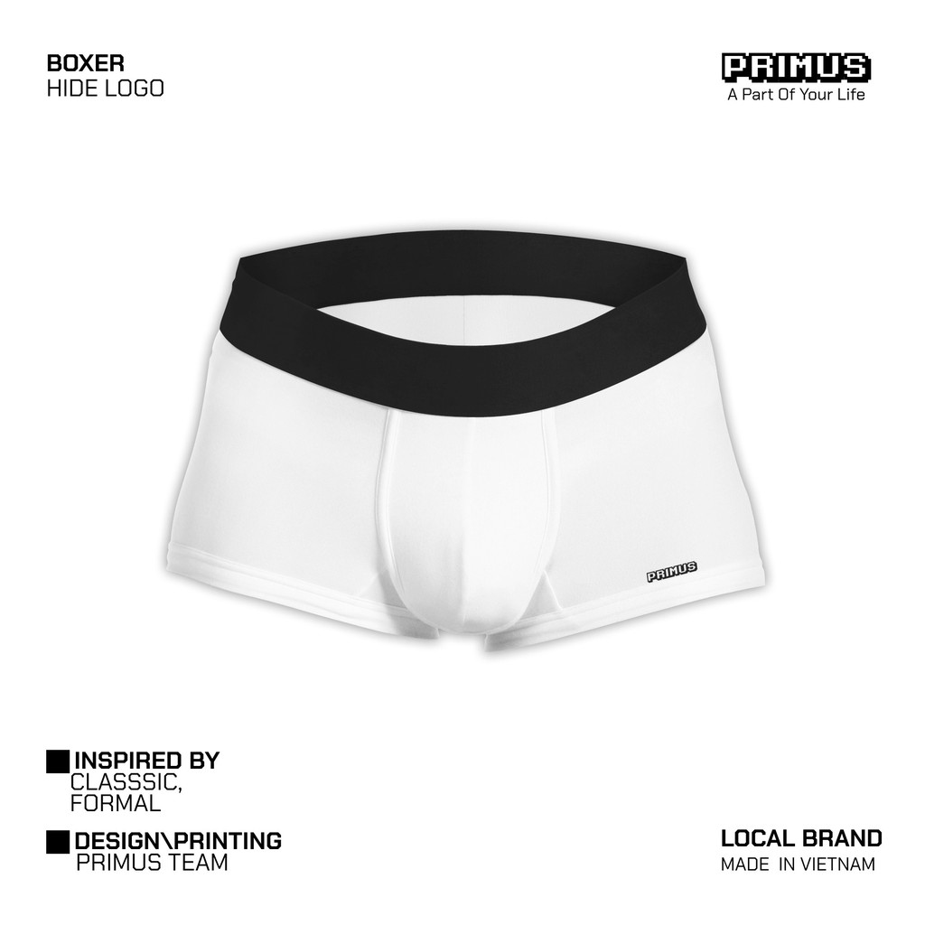 Quần lót đùi boxer Primus NO LOGO trắng