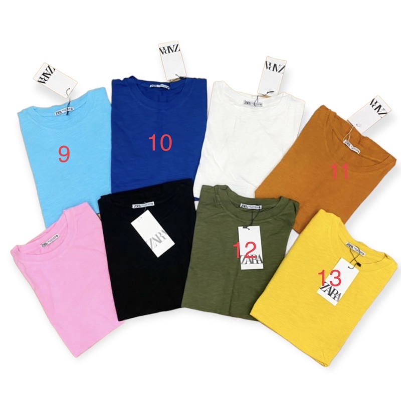 Áo thun trơn cổ tròn zara basic cotton sượt organic