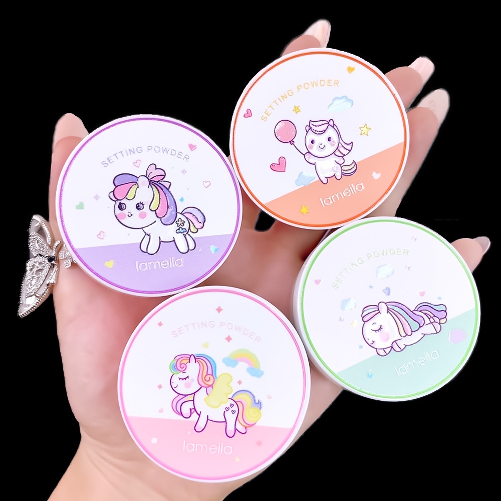 [Hàng mới về] Phấn phủ dạng nén trang điểm tự nhiên kháng nước lâu trôi họa tiết hoạt hình dễ thương LAMEILA