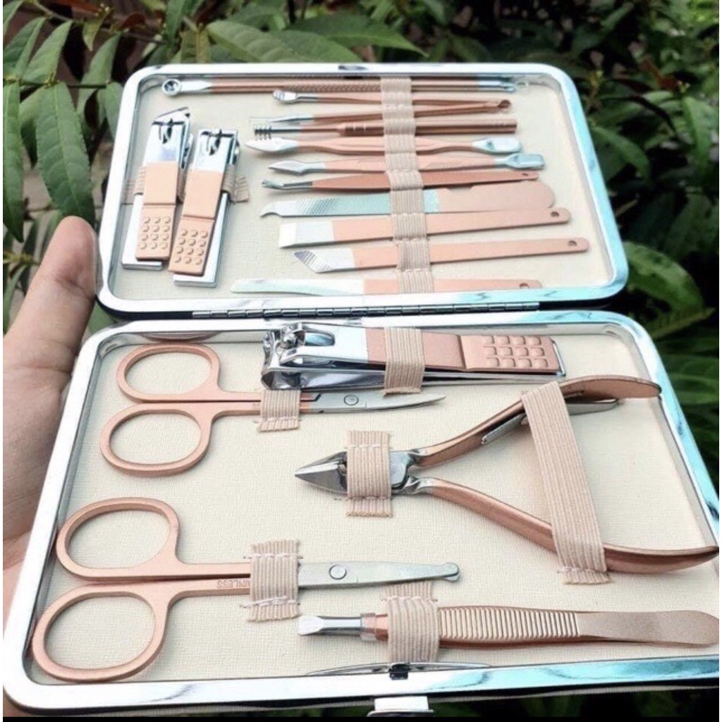 Bộ Kiềm/Bộ Dụng Cụ Làm Móng Tay 18 Món Bằng Thép Không Rỉ ❤Hàng Đẹp❤Màu Hồng Xinh Xắn
