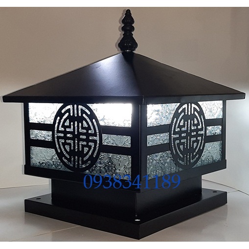 Đèn trụ cổng ngoài trời D40cm mái trơn HB02E - KÈM BÓNG