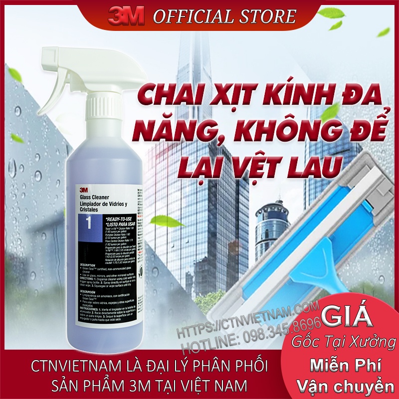 Chai Xịt Kính, Nước Xịt Kính Đa Năng 3M Glass Cleaner and Protector Lau Kính Sáng Bóng Không Để Lại Vệt