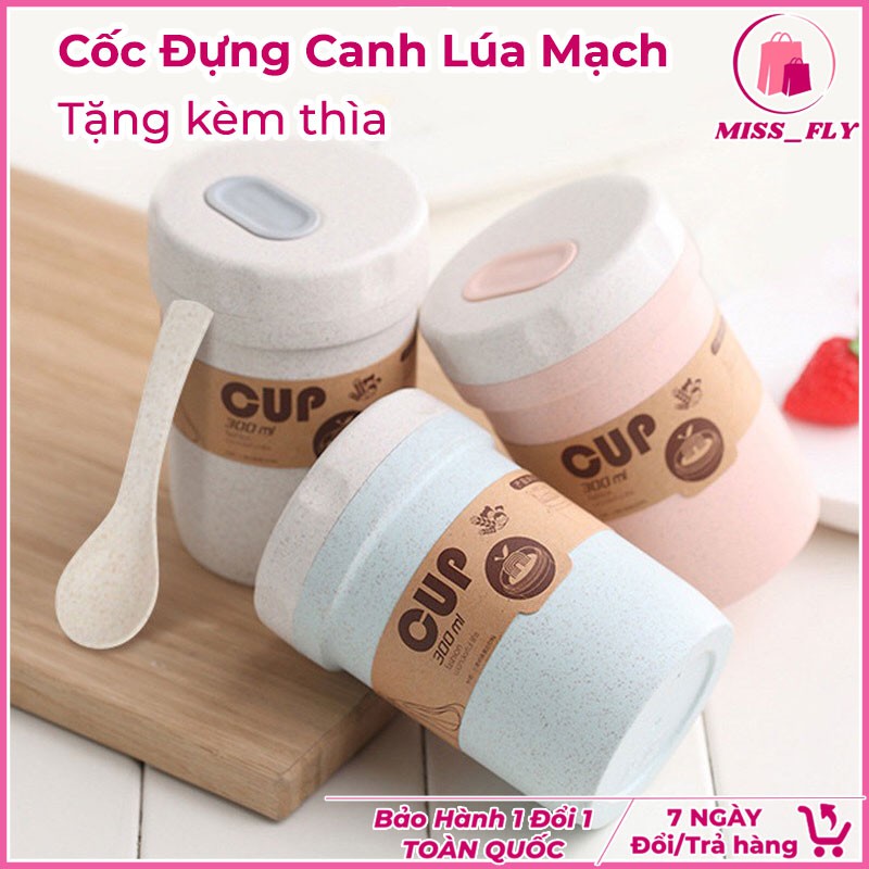 Cốc đựng canh lúa mạch an toàn cho sức khỏe, chịu nhiệt cao xinh xắn dung tích 300ML Tặng kèm thìa - missfly | BigBuy360 - bigbuy360.vn