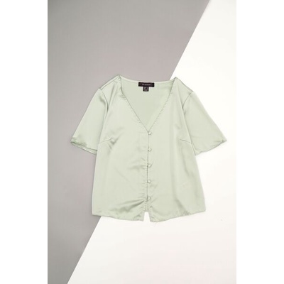Áo lụa satin cổ tim hàng nút vải phía trước tay ngắn PRIMARK