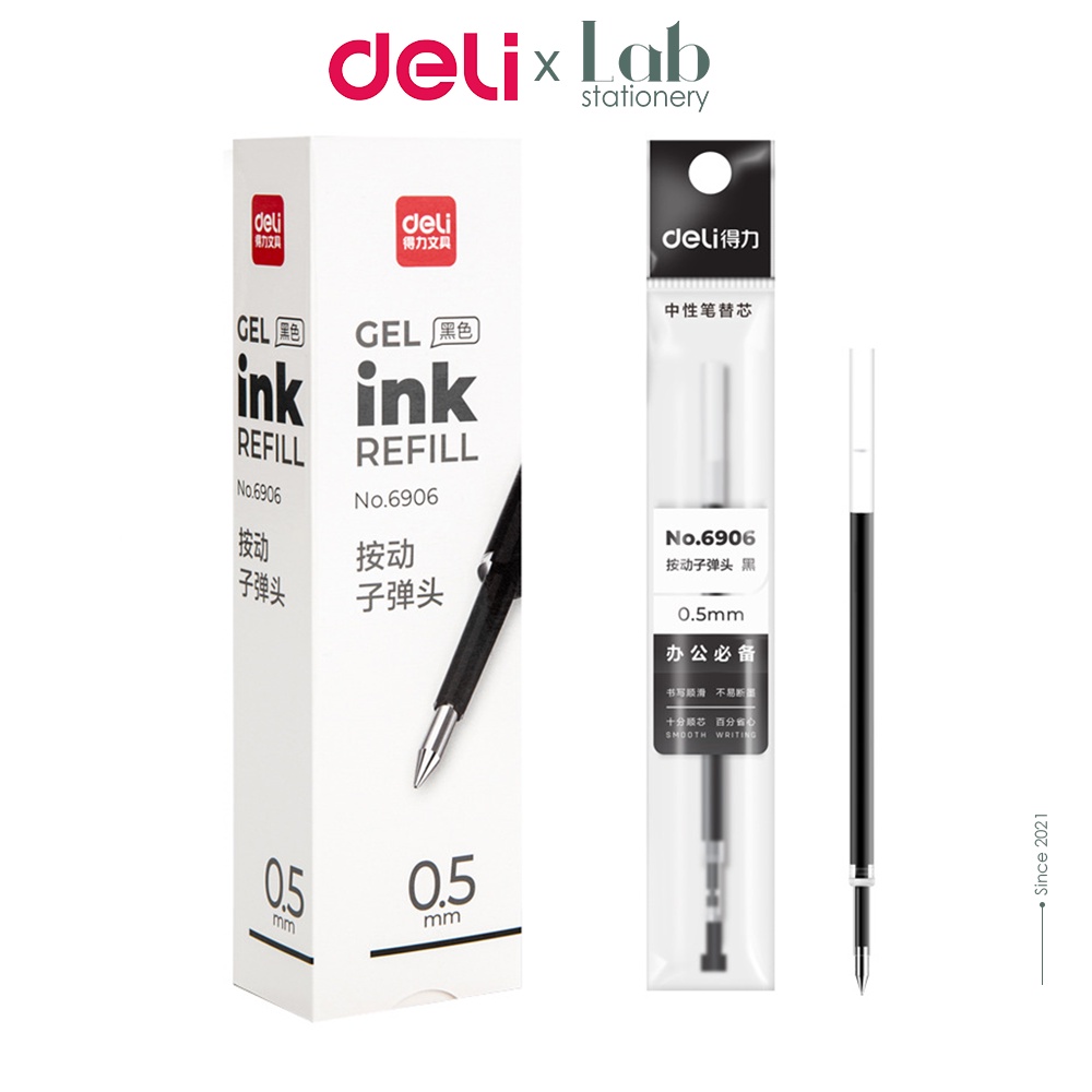 Ruột Bút Mực Gel Deli Ngòi 0.5mm Cao Cấp 6906 Thay Thế Cho Bút Bi Bấm