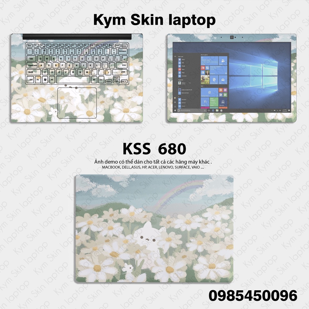 Skin Dán Laptop Mẫu Cánh Đồng Hoa Hoạt Hình KSS 680