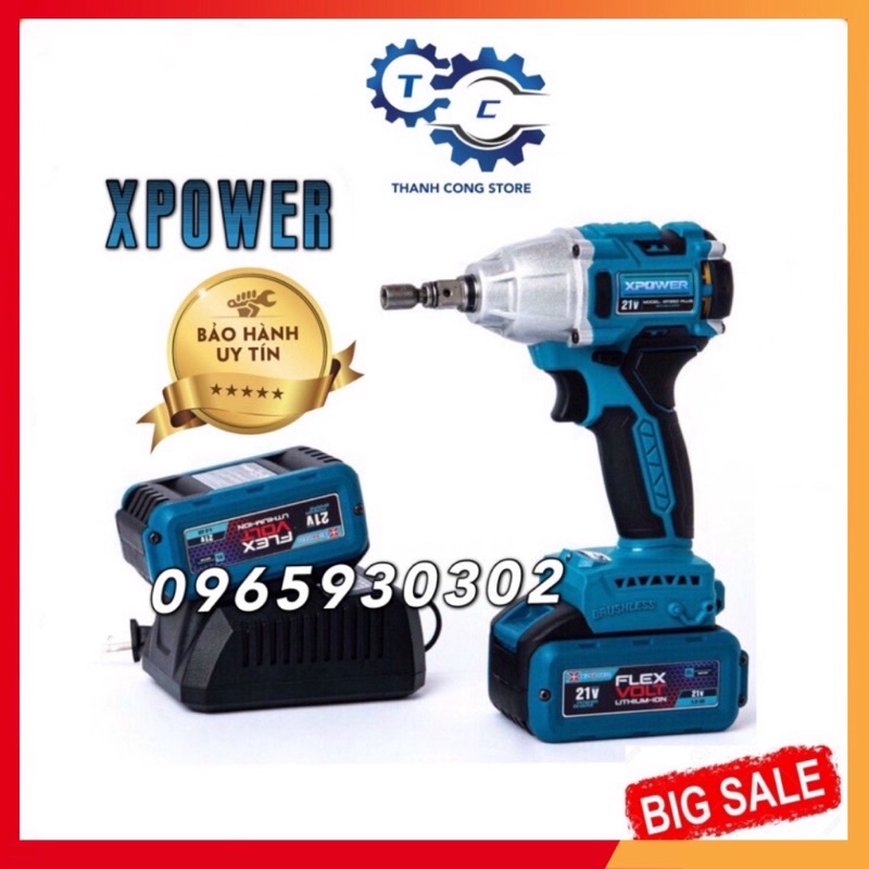 Máy bắn bulong , máy bắn vít XPOWER _HÀNG CHÍNH HÃNG_máy bắn vít pin Động cơ không chổi than siêu khỏe