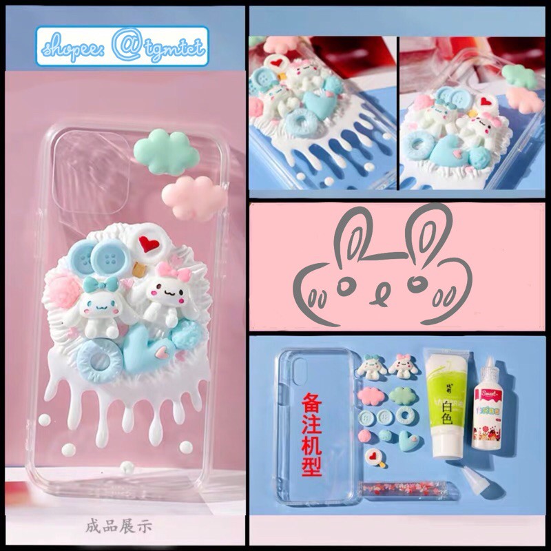 Bộ kit keo kem tự trang trí ốp lưng điện thoại charm Sanrio Cinnamoroll đáng yêu