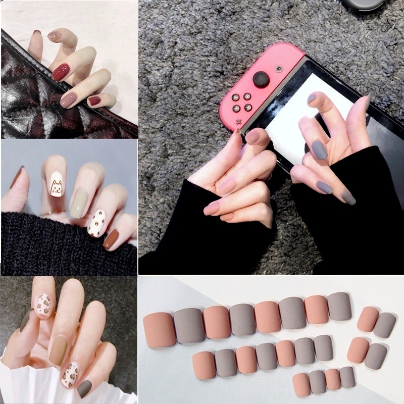 [Hàng mới về] Hộp 24 móng giả ngắn R041-R060 kèm keo dán