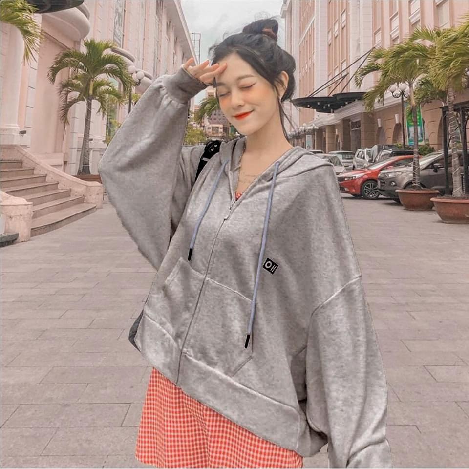 Áo khoác hoodie nữ form rộng có dây kéo chất nỉ ngoại siêu đẹp ohoh | BigBuy360 - bigbuy360.vn