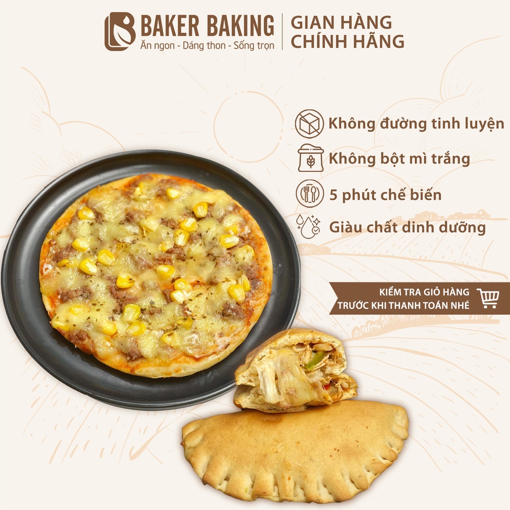 Bánh pizza nguyên cám Baker Baking không chất bảo quản dành cho người ăn kiêng eatclean