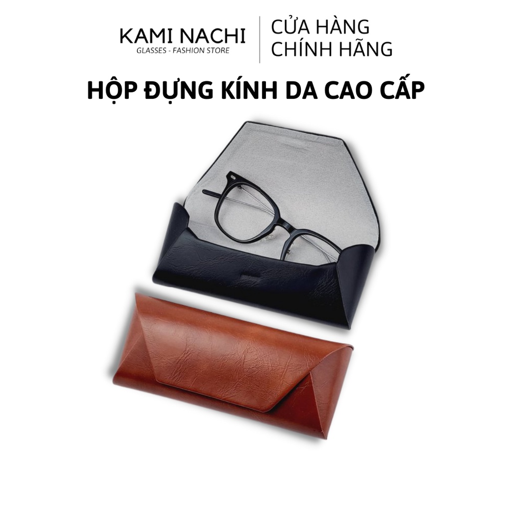 Hộp đựng mắt kính cao cấp bật nắp KAMI NACHI có nam châm chất liệu da PU