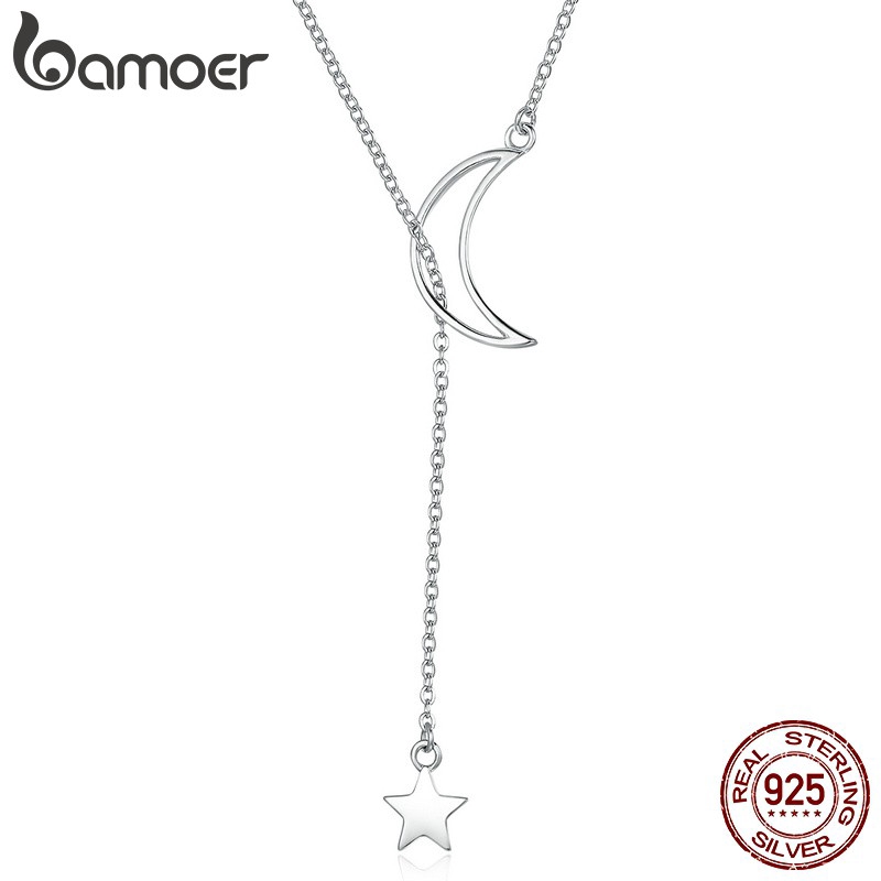Dây Chuyền Bamoer Bạc 925 Hình Mặt Trăng Đánh Bóng Gương Cho Nữ
