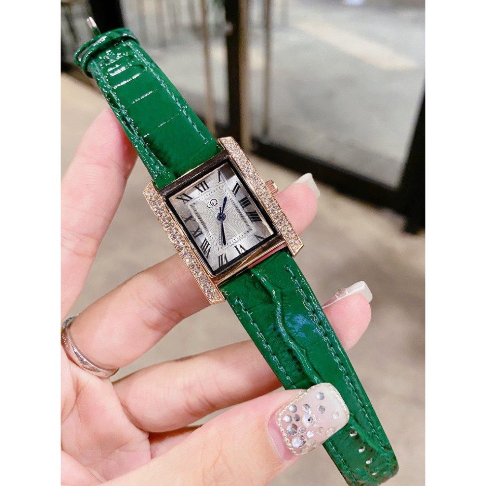 Đồng hồ nữ thời trang GQ dây da mặt vuông viền đính đá sang trọng quí phái - Tặng kèm hộp và Pin - KÉT Shop | BigBuy360 - bigbuy360.vn