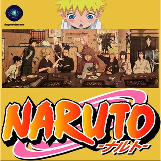 Tấm áp phích họa tiết hoạt hình naruto " bữa ăn tối" kích thước 50.5x35cm