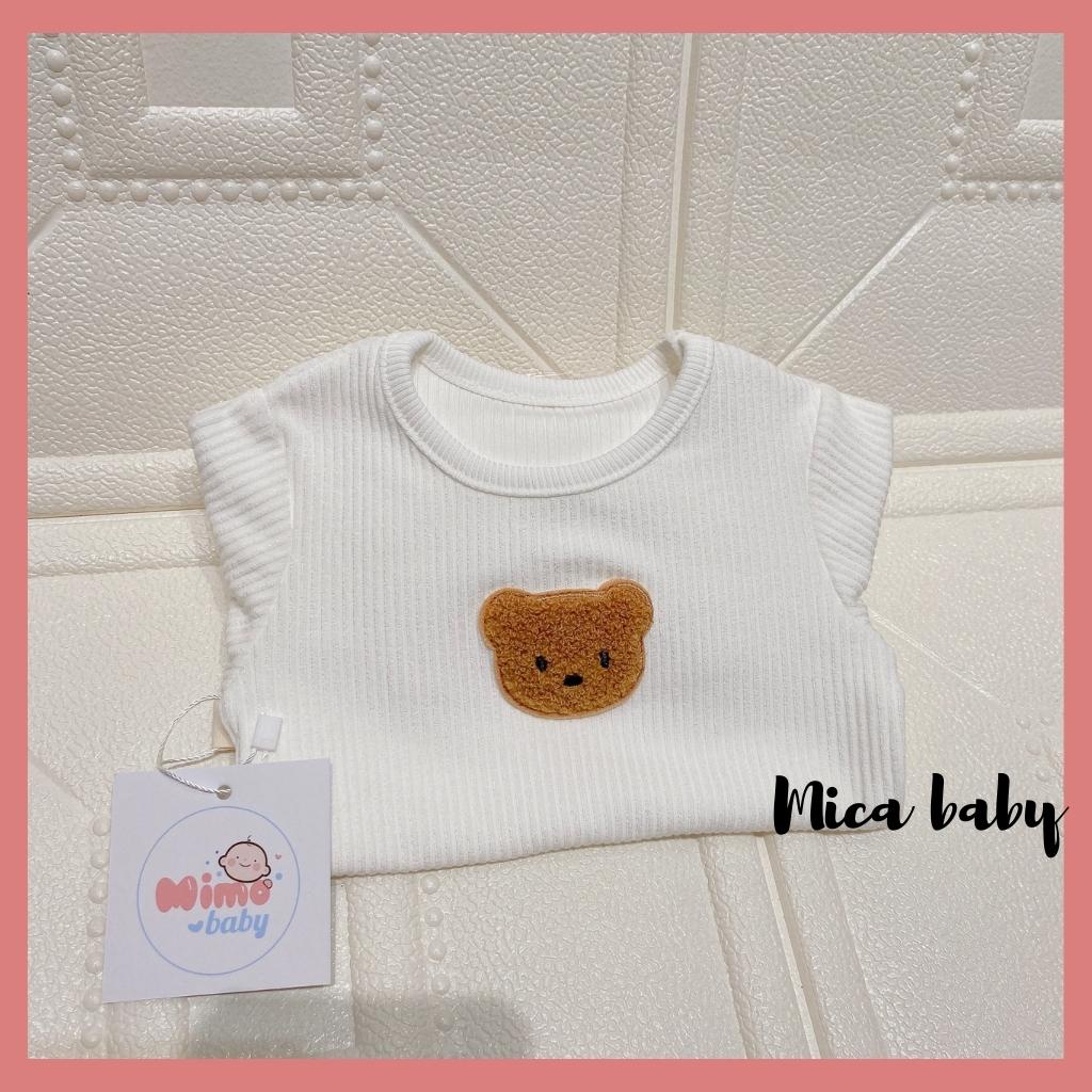 Áo cotton dài tay đính gấu thêu dễ thương cho bé QA32 Mica Baby