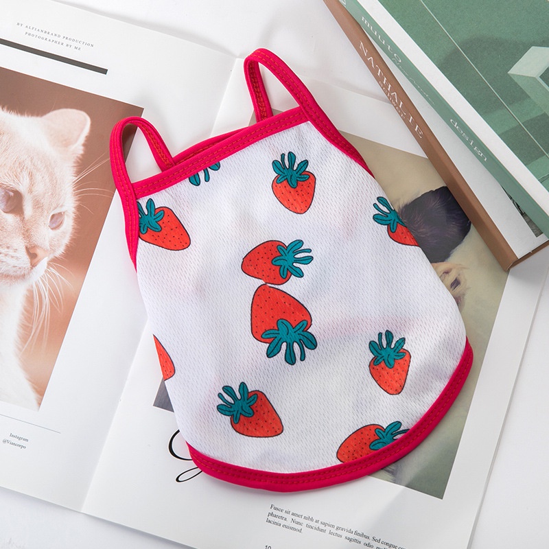 Quần áo thú cưng - Áo cho chó mùa hè 3 lỗ hình trái cây siêu kute tạo sự mát mẻ thoải mái cho các bé