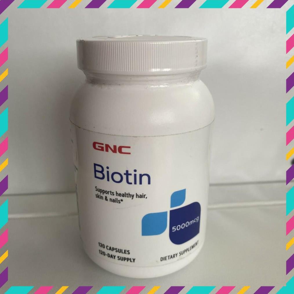 Viên uống mọc tóc GNC Biotin 5000mcg nhập khẩu Mỹ ( 120 viên) dùng trong 2 tháng