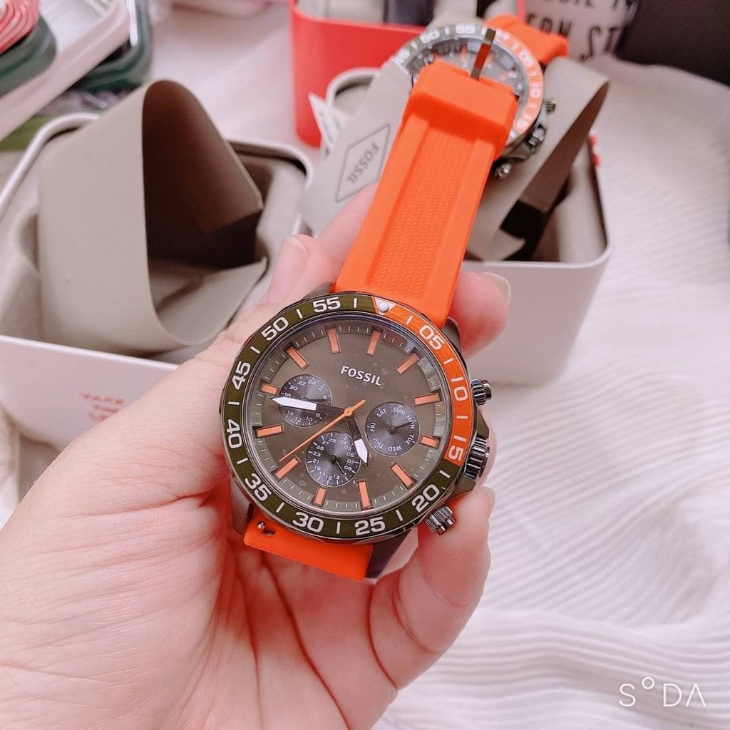 Đồng Hồ Nam Fossil BQ2500 Quartz Dây Silicone 45mm Mặt Viền Số