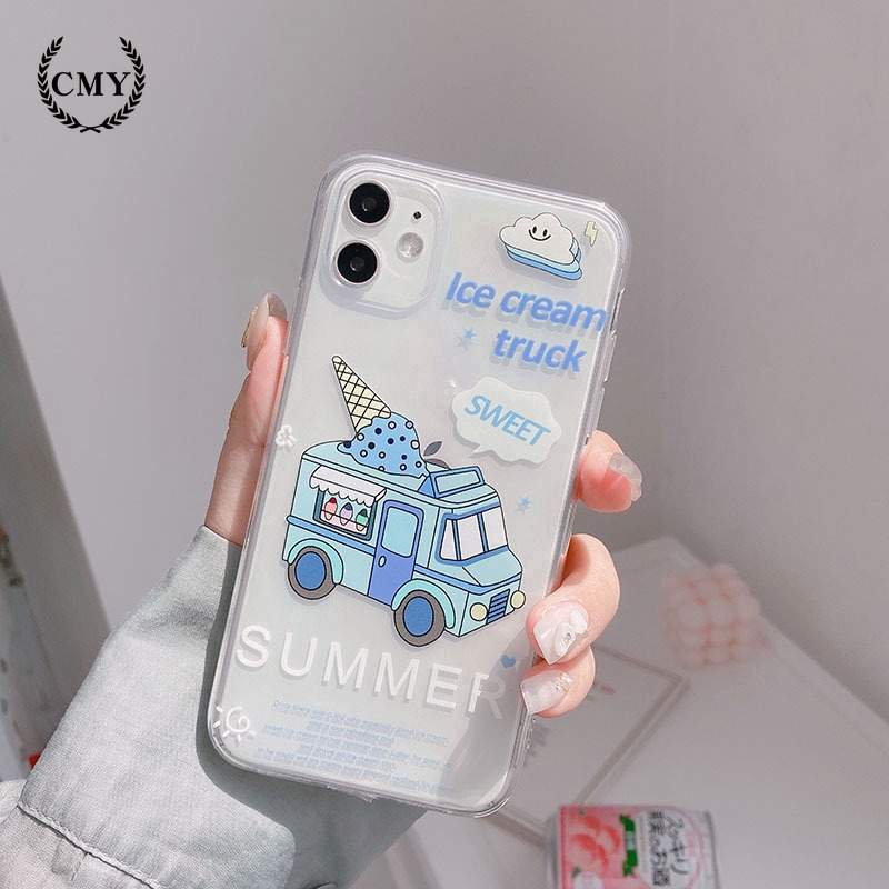 Ốp iphone  Ốp lưng Iphone 11 Ốp lưng iphone  Ốp lưng silicon Ốp iphone 12 pro max  Ốp iphone 12 mini Ốp điện thoại TPU trong suốt hình xe kem cho for iPhone11/11Pro 11pro Max X XR XS XS MAX 7 8 plus SE 12 pro max 12 mini