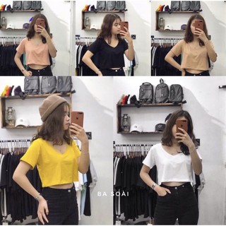 Áo croptop cổ V