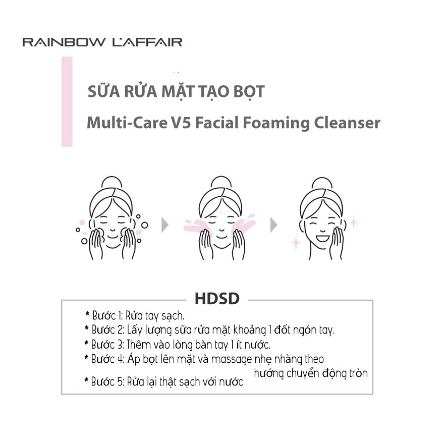 Sữa Rửa Mặt Rainbow L'Affair Multi-Care V5 Facial Foaming Dịu Nhẹ 150ml