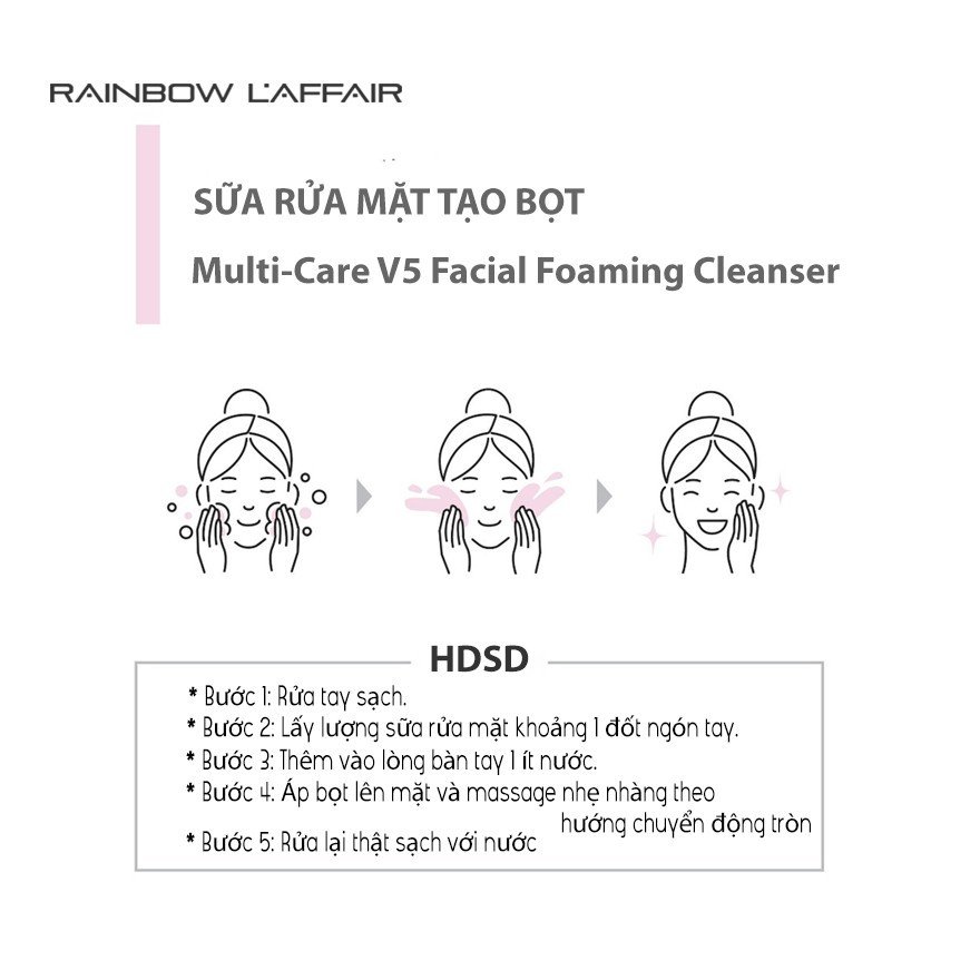 Sữa rửa mặt x 150ml/ chiết xuất trà xanh, lô hội sạch sâu, ngừa mụn, cân bằng PH Rainbow L'affair Multi-CareV5