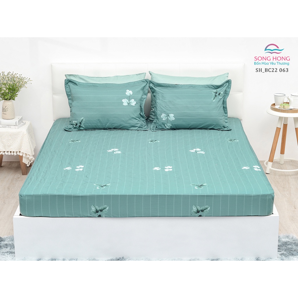 Bộ ga chun (có chần) 1.5mx1.9m - Chất cotton - Sông Hồng chính hãng.