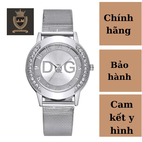 Đồng hồ đeo tay nữ, đồng hồ nữ dây kim loại D&amp;G máy Nhật cao cấp, sang trọng, không thấm nước