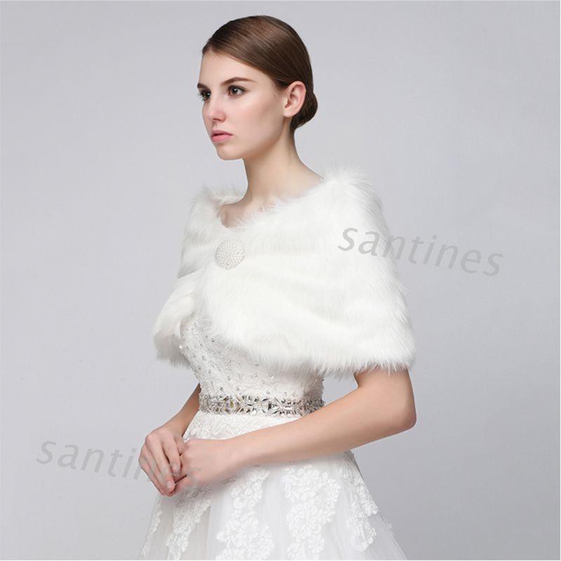 Khăn choàng giả lông màu trắng tinh khiết ấm áp cho cô dâu | BigBuy360 - bigbuy360.vn