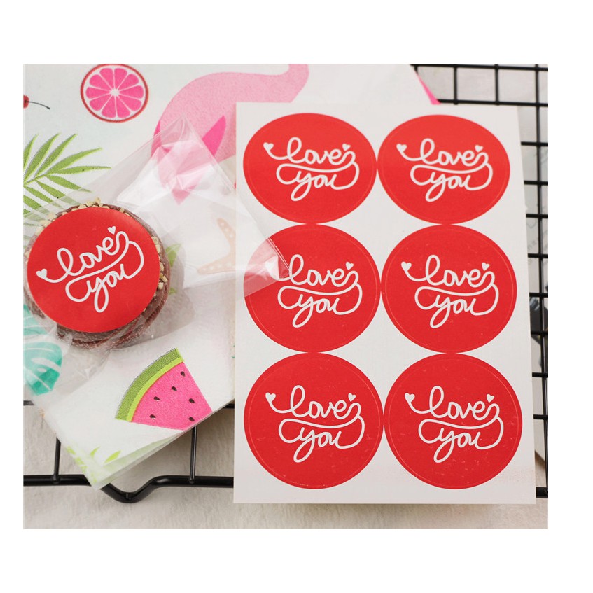set 6 nhãn dán love you size 4 cm