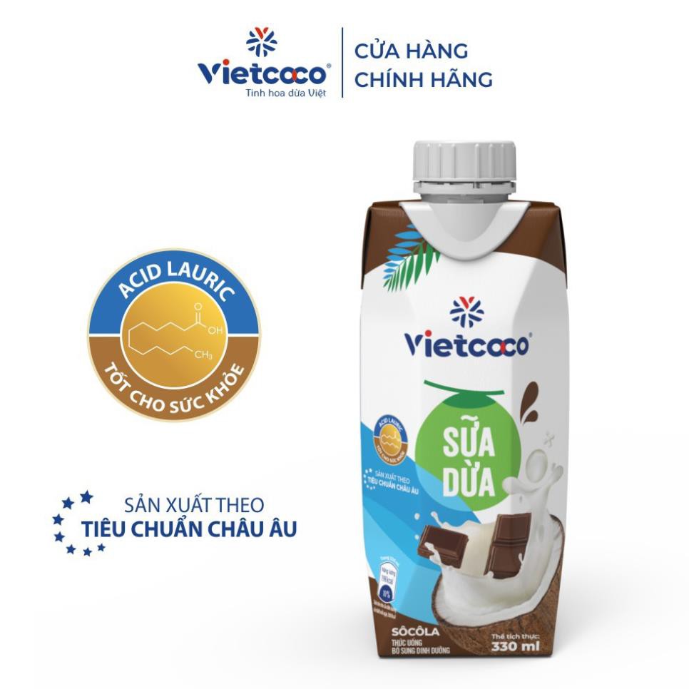 [Vị Socola] Sữa Dừa VIETCOCO Sữa Thực Vật 100% Nguyên Chất, Giàu Canxi, Tốt Cho Ăn Chay, Ăn Kiêng, Bệnh Tim Mạch | 330ml