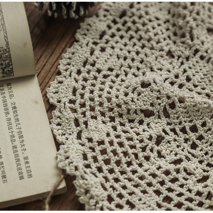 Khăn trải bàn XIAODUOJIAJU dạng tròn chống bụi rỗng trang trí phòng khách/ quán cà phê phong cách vintage