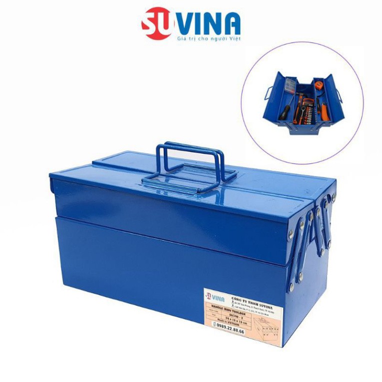 Thùng đựng đồ nghề sửa chữa to kích cỡ 42x20x20cm được làm bằng sắt chắc chắn, chống va đập, móp méo, độ bền cao