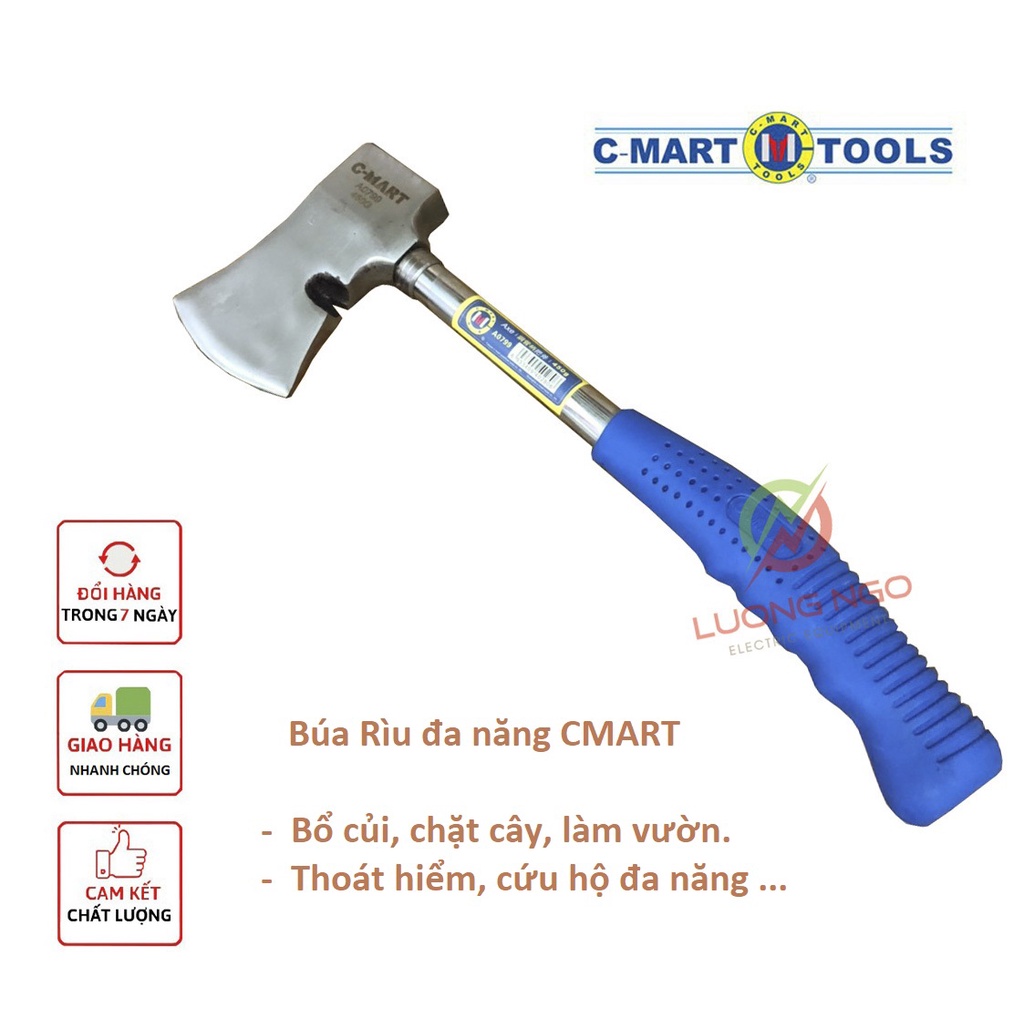 Búa Rìu đa năng cao cấp CMART bổ củi, chặt cây, làm vườn, thoát hiểm, cứu hộ đa năng A0799