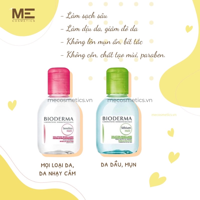 Nước tẩy trang Bioderma Xanh, Hồng