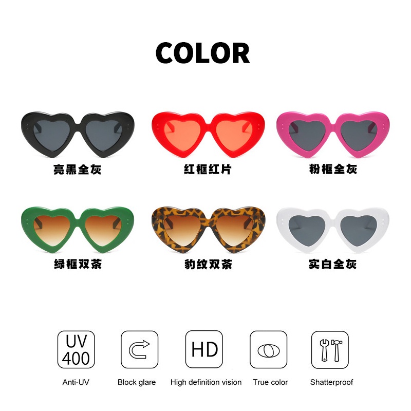 (KIQI-FASHION) COD Kính Mát Chống Tia UV400 Hình Trái Tim Thời Trang Cho Nữ
